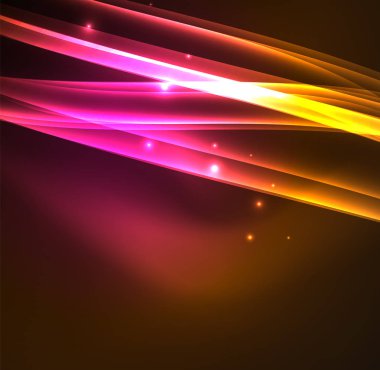 Enerji hatları, karanlıkta parlayan dalgalar vektör arka plan