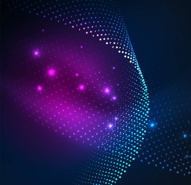 parlayan parçacıkların 3D ışıklı dalga