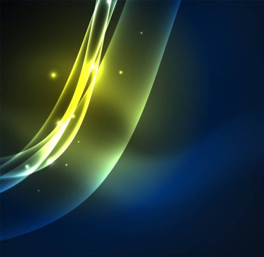 Enerji hatları, karanlıkta parlayan dalgalar vektör arka plan