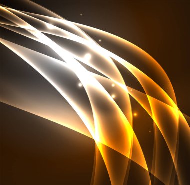 Enerji hatları, karanlıkta parlayan dalgalar vektör arka plan