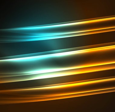 Enerji hatları, karanlıkta parlayan dalgalar vektör arka plan