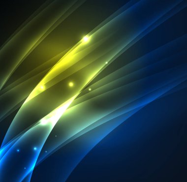 Enerji hatları, karanlıkta parlayan dalgalar vektör arka plan