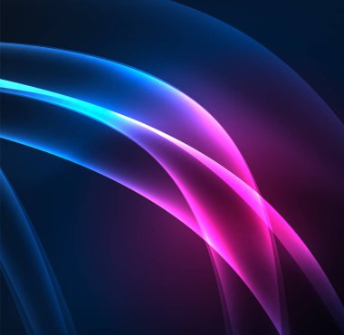 Enerji hatları, karanlıkta parlayan dalgalar vektör arka plan