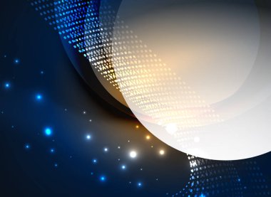 Parçacıklar koyu renk arka plan üzerinde oluşturulan parlayan dalga