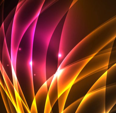 Enerji hatları, karanlıkta parlayan dalgalar vektör arka plan