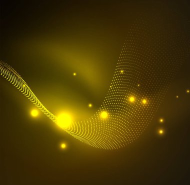 parlayan parçacıkların 3D ışıklı dalga