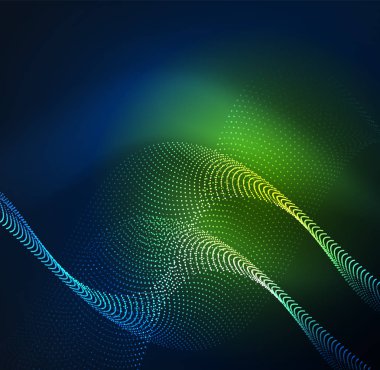 parlayan parçacıkların 3D ışıklı dalga