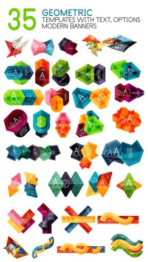 Örnek metin ve seçenekleri vektör geometrik web tasarım arabirimleriyle topluluğu