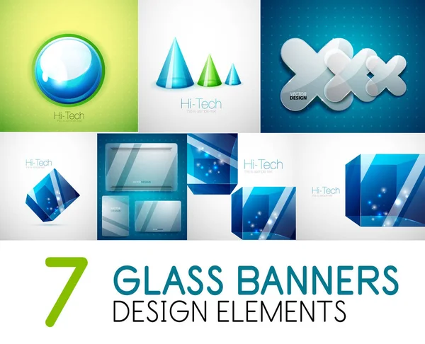 Vector mega collection of glass glossy realistic plates and shapes for your text — Stock Vector