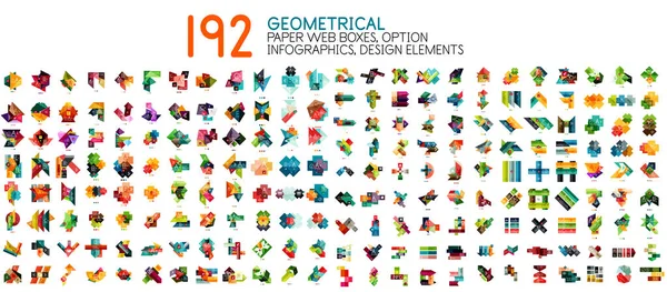 Mega colección vectorial de plantillas de banner de estilo de papel geométrico con texto de muestra y opciones — Archivo Imágenes Vectoriales