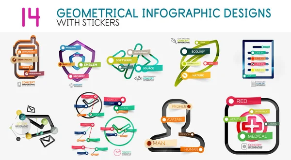 Mega toplama vektör dijital infographics Diyagram şablonu çıkartmaları ile