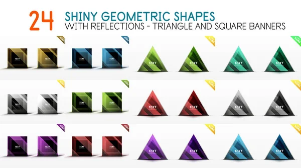 Colección de pancartas de forma geométrica cuadrada y triangular — Vector de stock