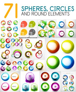 Daireler, küreler, yuvarlak swirls tasarım öğeleri mega toplama
