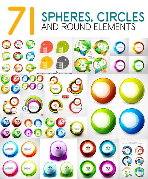 Daireler, küreler, yuvarlak swirls tasarım öğeleri mega toplama