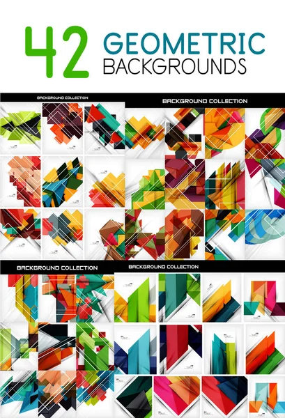 Mega collection of geometric abstract background templates - line, square, rectangle and arrow pattern design elements — Stock Vector