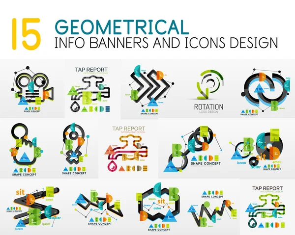 Mega toplama vektör dijital infographics Diyagram şablonu çıkartmaları ile