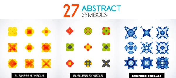 Collectie van kleur helder abstracte symbolen voor geometrische, symmetrische vector iconen — Stockvector