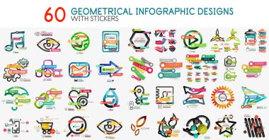 Mega toplama vektör dijital infographics Diyagram şablonu çıkartmaları ile