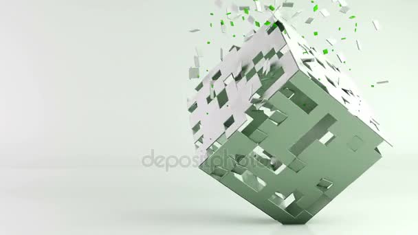 3d cube polygon transformation, geometric abstract background — Stock Video