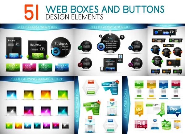 Mega coleção de caixas de web design e botões — Vetor de Stock