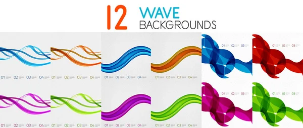 Vector collection of bright wave templates — Stock Vector