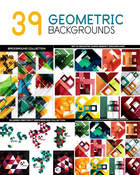 Mega-Sammlung geometrischer abstrakter Hintergrundvorlagen - Gestaltungselemente für Linien, Quadrate, Rechtecke und Pfeilmuster — Stockvektor