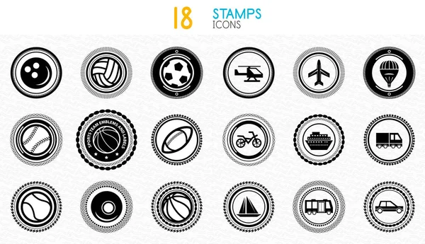 Collection de timbres noir et blanc - icônes de qualité et de concept — Image vectorielle