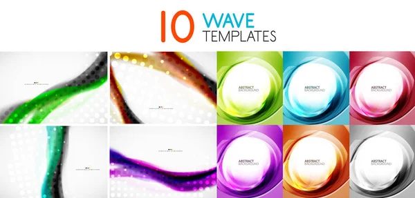 Vector collection of bright wave templates — Stock Vector