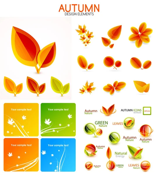Vektor orange und gelb Herbst saisonale Blätter, Bäume Konzepte — Stockvektor