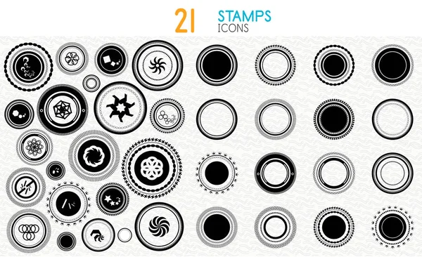 Coleção de selos em preto e branco - ícones de qualidade e conceito —  Vetores de Stock