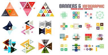 Üçgen geometrik Infographic şablonları kümesi