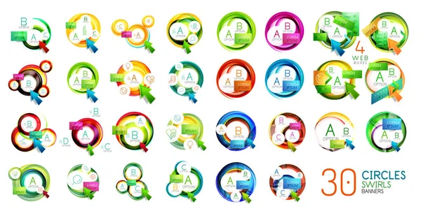 Daire modern geometrik afiş metin, seçenekleri ve düğmeleri topluluğu