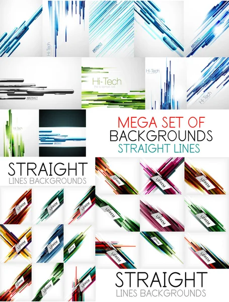 Straight lines poster backgrounds set — Stock Vector