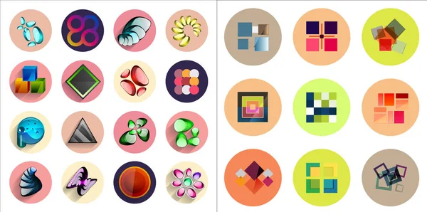 Шаблоны: Круглые иконки с геометрическими инфографиками — стоковый вектор