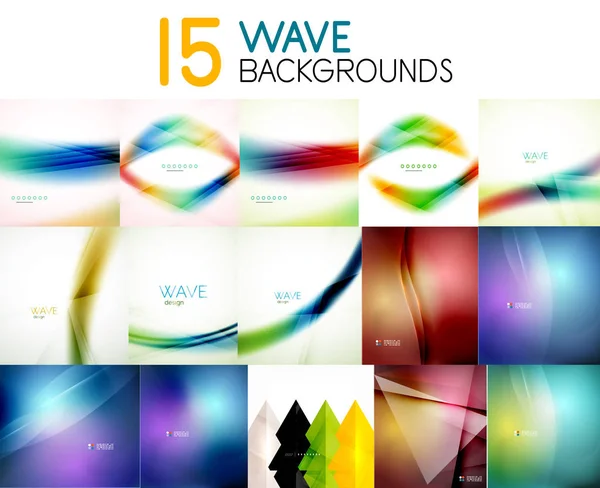 Mega collection of blurred wave abstract backgrounds — Stock Vector