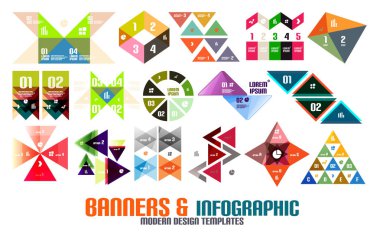 Üçgen geometrik Infographic şablonları kümesi