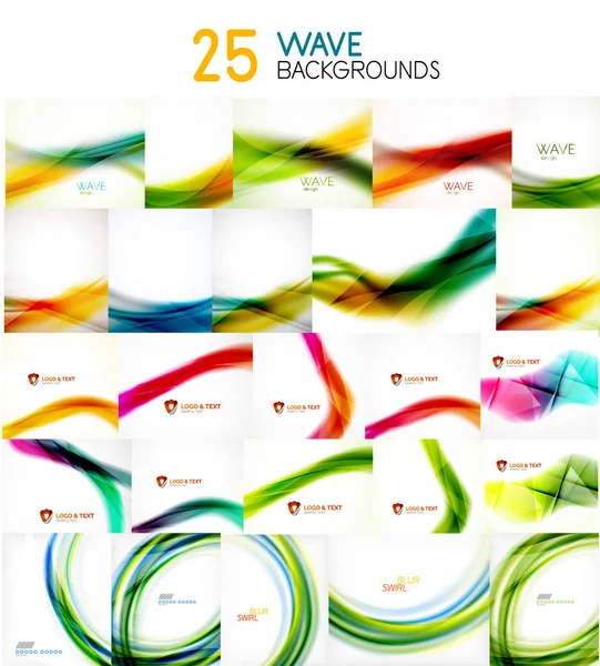 Mega collection of blurred wave abstract backgrounds — Stock Vector