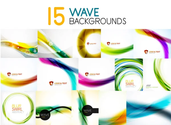Mega collection of blurred wave abstract backgrounds — Stock Vector