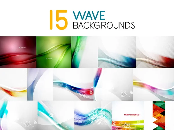 Mega collection of blurred wave abstract backgrounds — Stock Vector