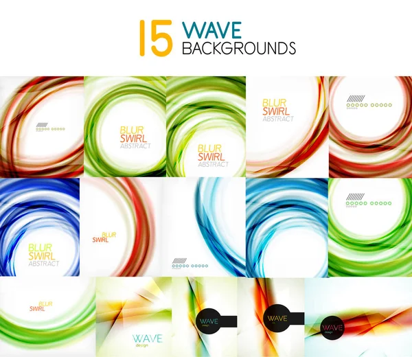 Mega collection of blurred wave abstract backgrounds — Stock Vector