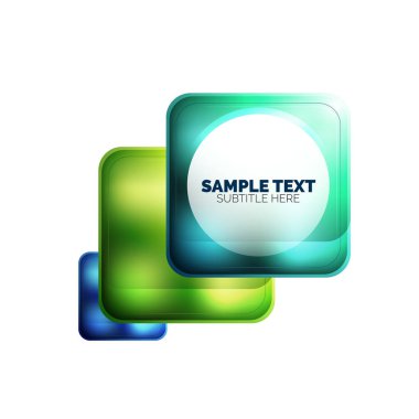 Metalik mat kare banner tasarımı, cam yansımaları web kutusu