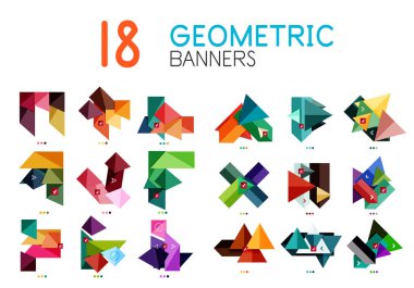 Soyut geometrik şekiller ve simgeler kümesi