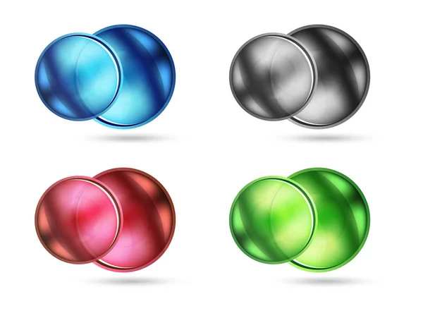Conjunto de círculos de esfera brillante de vidrio mate en blanco — Vector de stock
