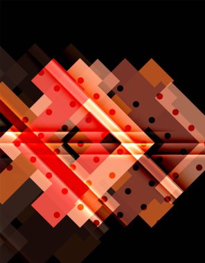 Renkli üçgenler ve oklar koyu arka plan üzerinde