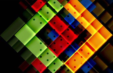 Siyah arka plan üzerinde renkli oklar