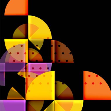 Siyah arka plan üzerine daire öğeleri