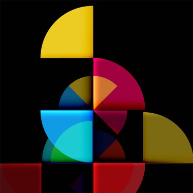 Siyah arka plan üzerine daire öğeleri