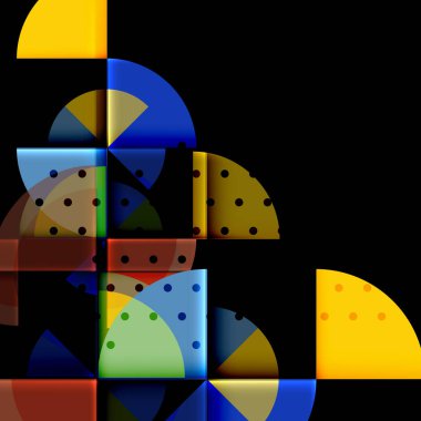 Siyah arka plan üzerine daire öğeleri