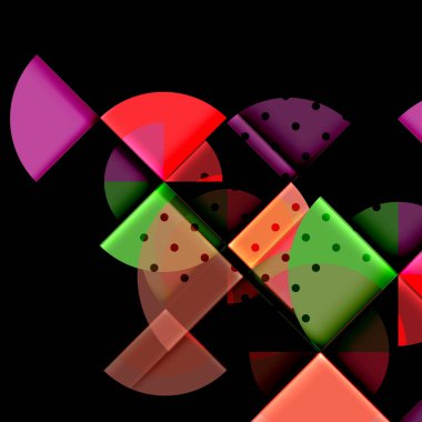 Siyah arka plan üzerine daire öğeleri