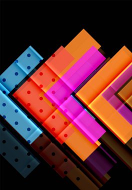 Renkli üçgenler ve oklar koyu arka plan üzerinde